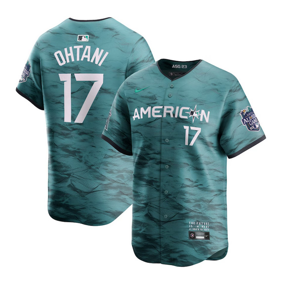 Men%27s American League Nike Teal 2023 MLB All-Star #17 Shohei Ohtani Game Limited Jersey